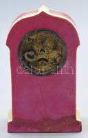 cca 1900, Historizáló díszítéssel porcelán asztali óra, repedt, restaurált, m: 17 cm