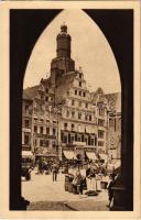 Wroclaw, Breslau; Ring mit Elisabethkirche / square, market, church, shops (EK)