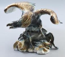 Porcelán sas. Jelzett, hiányos, m: 21,5 cm