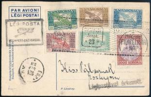 1923 Légi levelezőlap / Airmail postcard "1. MAGYAR FILATELISTA NAP"