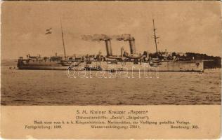 1917 SMS Aspern az Osztrák-Magyar Haditengerészet Zenta-osztályú védett cirkálója / K.u.K. Kriegsmarine / Austro-Hungarian Navy Zenta-class protected cruiser. Marine-Erinnerungs-Karte Ernst Wiest Nr. 74A (fa)