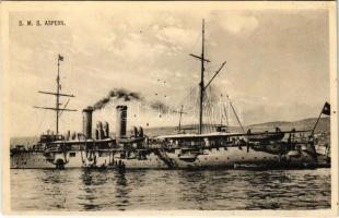 SMS Aspern az Osztrák-Magyar Haditengerészet Zenta-osztályú védett cirkálója / K.u.K. Kriegsmarine / Austro-Hungarian Navy Zenta-class protected cruiser. Phot. Alois Beer, F. W. Schrinner Pola 1912.