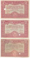 Kecskemét 1919.06.05. 2K (3x), mindegyik egy lyukasztással érvénytelenítve T:F
Hungary / Kecskemét ...