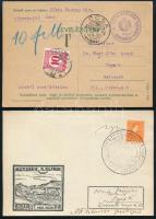 1933. nov. 25. levelezőlap 10f Portóval ÓCSA + 1936 VI. Filprok alkalmi levelezőlap, alkalmi bélyegzéssel