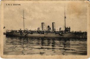 1914 SMS SZIGETVÁR Osztrák-Magyar Haditengerészet Zenta-osztályú védett cirkálója / K.u.K. Kriegsmarine / Austro-Hungarian Navy SMS Szigetvár Zenta-class protected cruiser. Phot. A. Beer, F. W. Schrinner Pola 1913. (EK) + "K.u.k. Kriegsmarine S.M.S. LEOPARD"