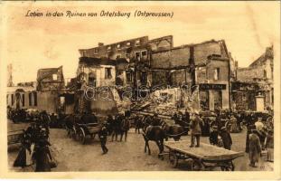 1915 Szczytno, Ortelsburg; Leben in den Ruinen von Ortelsburg / WWI ruins, Hotel Wittek (fl)