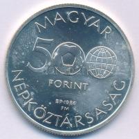 1986. 500Ft Ag "Labdarúgó Világbajnokság - Mexikó 1986" kapszulában T:BU folt, ujjlenyomat...