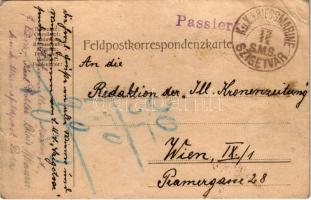 1914 Első világháborús humoros kézzel rajzolt tábori posta az SMS SZIGETVÁR fedélzetéről / K.u.K. Kr...