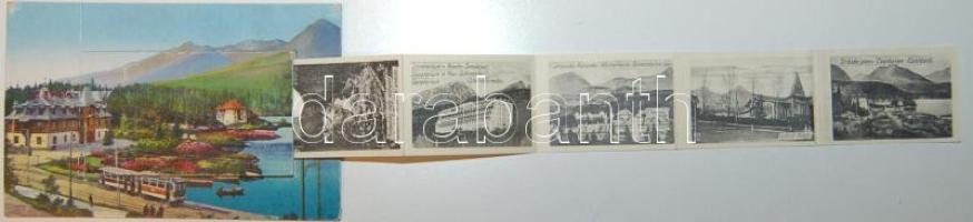 Tátra Csorba-tówith cogwheel train, Hotel Kamzik and sanatorium leporellocard