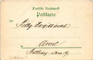 Bruxelles, Brussels; La Place du Marché, Puits vieux / market square, old well. Kunstanstalt Rosenbl...