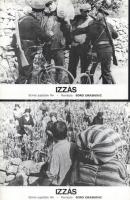 cca 1979 ,,Izzás" című jugoszláv film jelenetei és szereplői, 8 db produkciós filmfotó (vitrinfotó, lobbyfotó) nyomdatechnikával sokszorosítva kartonpapírra, egyoldalas nyomással, a használatból eredő (esetleges) kisebb hibákkal, 18x24 cm