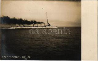 1917 SMS SAIDA Osztrák-Magyar Haditengerészet Novara-osztályú gyorscirkálója / Rapidkreuzer K.u.K. Kriegsmarine / Austro-Hungarian Navy light cruiser. photo (fl)