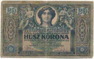 1919. augusztus 9. 20K "R 2016 247909" T:F,VG fo. / Hungary 1919. August 9th 20 Korona "R 2016 247909" C:F,VG fo. Adamo K20, Krause P#42