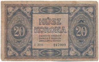 1919. augusztus 9. 20K "R 2016 247909" T:F,VG fo. / Hungary 1919. August 9th 20 Korona &qu...