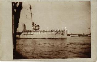 1917 SMS SAIDA Osztrák-Magyar Haditengerészet Novara-osztályú gyorscirkálója az Otranttó-i csata után / Rapidkreuzer K.u.K. Kriegsmarine / Austro-Hungarian Navy light cruiser after the Battle of Otranto. photo (fl)