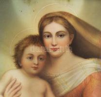 Jelzés nélkül, feltehetően XIX. sz. festő: Mária a kisdeddel. Olaj, ismeretlen hordozó. Antik, dekor...