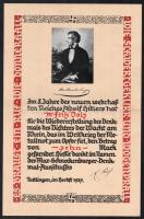 1937 Tuttlingen, Hitler hatalomra kerülésének 5. évében kiállított, német nyelvű oklevél/emléklap, szign.: Geissler, hajtva, kisebb lapszéli szakadással, 38x25 cm