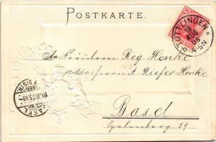 1905 Tuttlingen. Passepartoutkarte Art Nouveau, embossed litho with coat of arms