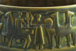 Zsolnay eozin mázas kaspó, Terv.:Kovács István. Savmaratott eozin mázakkal fedett finomfajansz. Jelz...