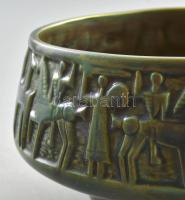 Zsolnay eozin mázas kaspó, Terv.:Kovács István. Savmaratott eozin mázakkal fedett finomfajansz. Jelz...