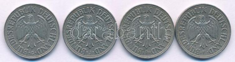 Német Szövetségi Köztársaság 1956. 1M Cu-Ni (4xklf verdejel: D, F, G, J) T:XF,VF
 Federal Republic ...