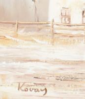 Kovács jelzéssel: Tél a tanyán. Olaj, farost. Dekoratív fakeretben, 45×75 cm