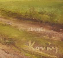 Kovács jelzéssel: Májusi eső. Olaj, farost. Dekoratív fakeretben, 45×75 cm