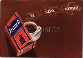 1947 Íz - szín - zamat. Franck cikóriakávé reklámja. Budapesti Árumintavásár / Hungarian chicory coffee advertisement postcard s: Macskássy + So. Stpl (EK)