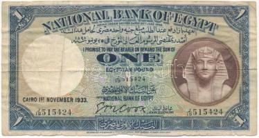 Egyiptom 1933. 1P T:F ragasztott, alsó szélen apró beszakadások Egypt 1933. 1 Pound C:F sticked, tiny tears on the bottom edge Krause 22.b