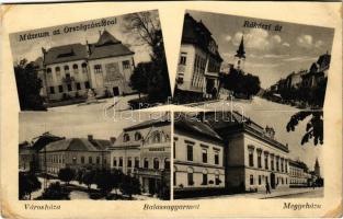 1936 Balassagyarmat, Múzeum az Országzászlóval, városháza, Rákóczi út, Megyeháza (vágott / cut)