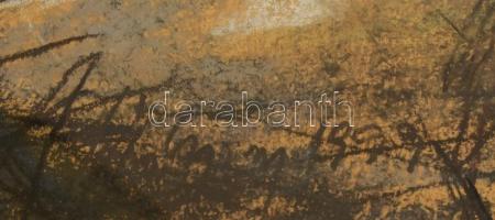 Szép György (1944-): Folyópart, 1999. Pasztell, papír. Jelzett. Üvegezett fakeretben, 34×34 cm