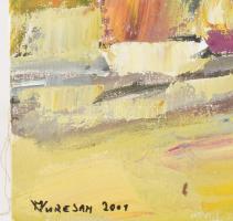 Vaszile (Vasile?) Muresan (?-): Színes erdélyi táj. Olaj, vászon. Jelzett. 50×50 cm