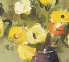 Vaszile (Vasile?) Muresan (?-): Színes csendélet. Olaj, vászon. Jelzett. 50×50 cm