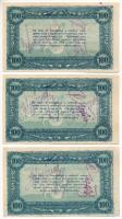 ~1920. 100K "Vásárlási visszatérítés" (3x) "Tiszaföldvári 'Hangya'" fe...