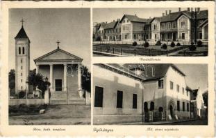 1940 Gyékényes, Római katolikus templom, vasútállomás, állami elemi iskola