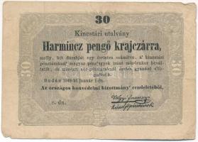 1849. 30kr "Kossuth bankó" T:F Adamo G103