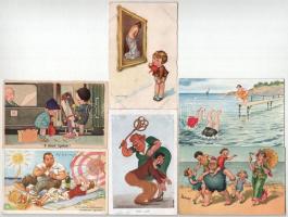 6 db RÉGI humoros képeslap / 6 pre-1945 and humour postcards