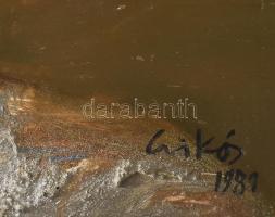 Csikós András (1947-2006): Alföldi ember, 1981. Olaj, farost, jelezve jobbra lent, hátoldalán autogr...