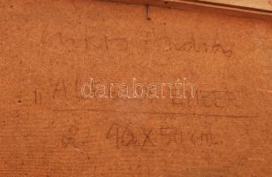 Csikós András (1947-2006): Alföldi ember, 1981. Olaj, farost, jelezve jobbra lent, hátoldalán autogr...