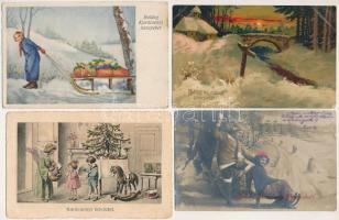 22 db RÉGI karácsonyi üdvözlőlap, vegyes minőségben / 22 pre-1945 Christmas greeting postcards, in mixed quality