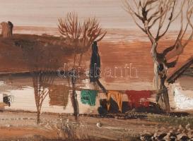 Csikós András (1947-2006): Március. Olaj, farost, jelezve jobbra lent, hátoldalán autográf feliratta...