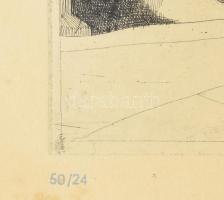 Kondor Béla (1931-1972): Üveggyárban (cím nélkül). Rézkarc, papír. Jelzett. Számozott: 50/24. 19x24,...