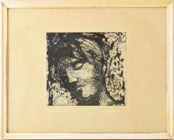 Raszler Károly (1925-2005): Női fej (cím nélkül). Rézkarc, papír. Jelzett. Számozott: 50/18. 22,5x24...