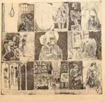 Würtz Ádám (1927-1994): Villon balladáihoz. Rézkarc, papír. Jelzett. Számozott: 50/46. Lapszéli szak...