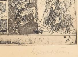 Würtz Ádám (1927-1994): Villon balladáihoz. Rézkarc, papír. Jelzett. Számozott: 50/46. Lapszéli szak...