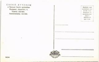 Budapest VIII. Csekő étterem a Nemzeti Szálló épületében, belső. József körút 4