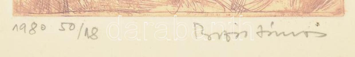 Bizse János (1920-1981): Szomjúság. Rézkarc, papír. Jelzett. Számozott: 50/18. 11x8,5 mm. Üvegezett ...