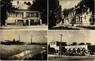 1962 Siófok, Talajjavító vállalat üdülője, Csobánc motoros személyhajó, Balaton Cukrászda, villa. Képzőművészeti Alap (EK)