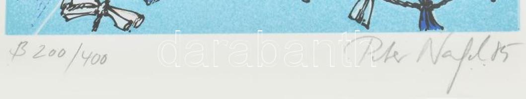 Peter Nagel (194-): Sárkány (Drache über der Binnenalster). Szitanyomat, papír. Jelzett. Számozott: ...