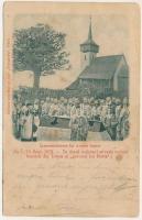 1900 Cebe, Tebea; Inmormentarea lui Avram Iancu. In 13. Sept. 1872. In dosul multimei se vede vechea biserica din Tebea si goronul lui Horia / Avram Iancu temetése 1872-ben / funeral of Avram Iancu in 1872 (b)